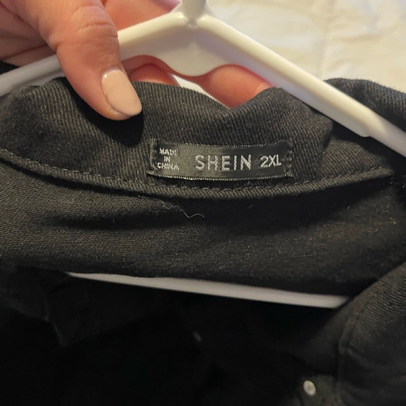 Plus Ripped Drop Shoulder Denim Jacket BLACK - Picture 7 of 7